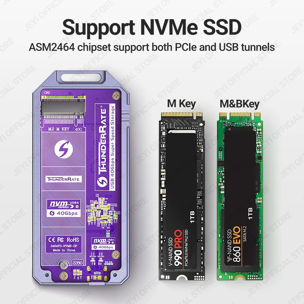 Boîtier SSD USB4.0 M2 NVMe 40Gbps PCIe3.0 x4 Boîtier SSD en aluminium  Compatible avec Thunderbolt 3 4 USB3.2 USB 3.1 3.0 Type-C USB4  Périphériques de stockage portables et accessoires - AliExpress