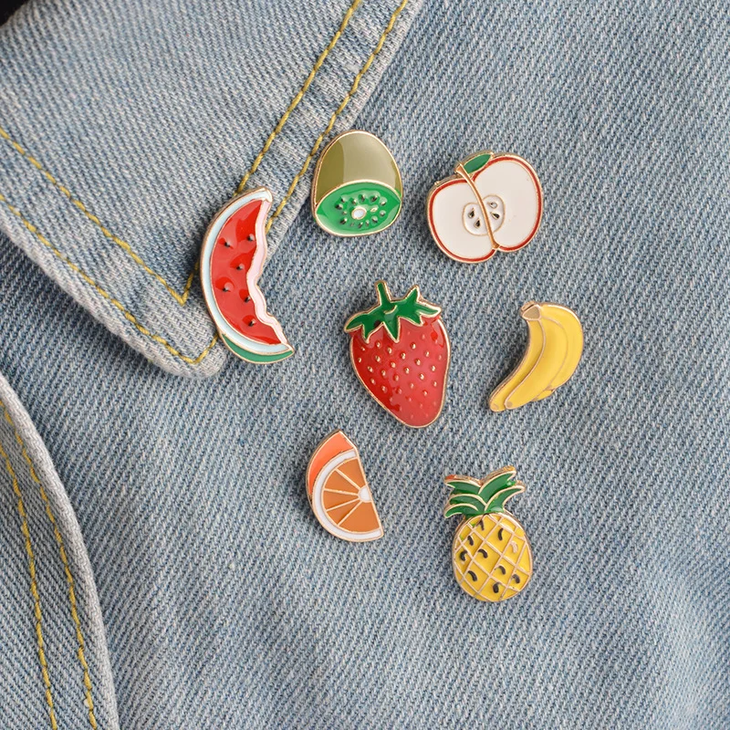 

Fresh Fruits Brooches for Kids Sweet Strawberry Banana Apple Pear Enamel Pin Tasty Orange Pineapple Shaddock Slice Badge Jewelry