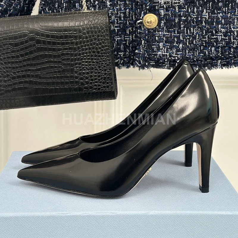

Lady High Heel Shoes Spring Autumn New Genuine Leather Material Pointed Toe High Heeled Shoes Concise Versatile Women Stilettos