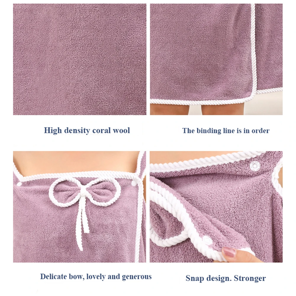 Bath Towels 140x80cm Wearable Coral Fleece Women Bath Skirt Absorbent Sling Skirt Shower Quick Dry