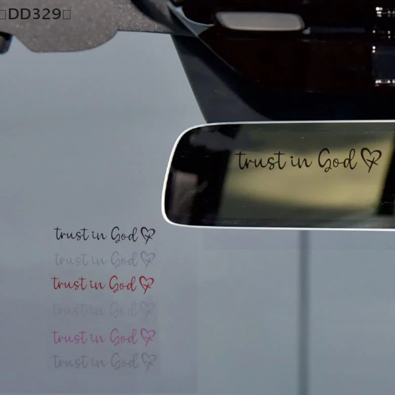 〔DD329〕Trust In God Heart Car Rear View Mirror Sticker Decal Faith Bible Verse Christian Church Auto Vehicle Bumper Decor