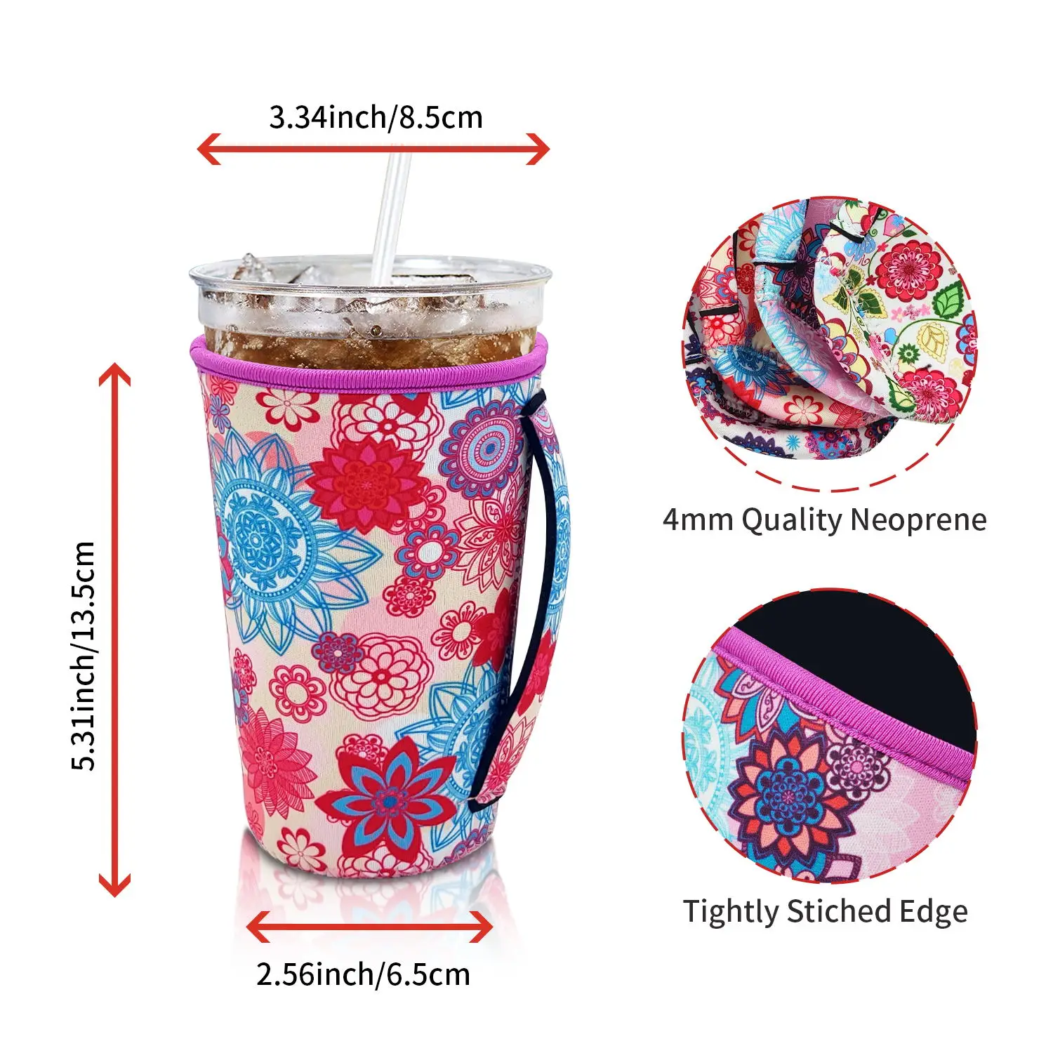 GoCuff Hot And Iced Coffee Cup Reusable Sleeves Neoprene Insulator with  Handle for Cold And Hot Beverage Coozies For Soda, Latte, Tea Coffee Cups –
