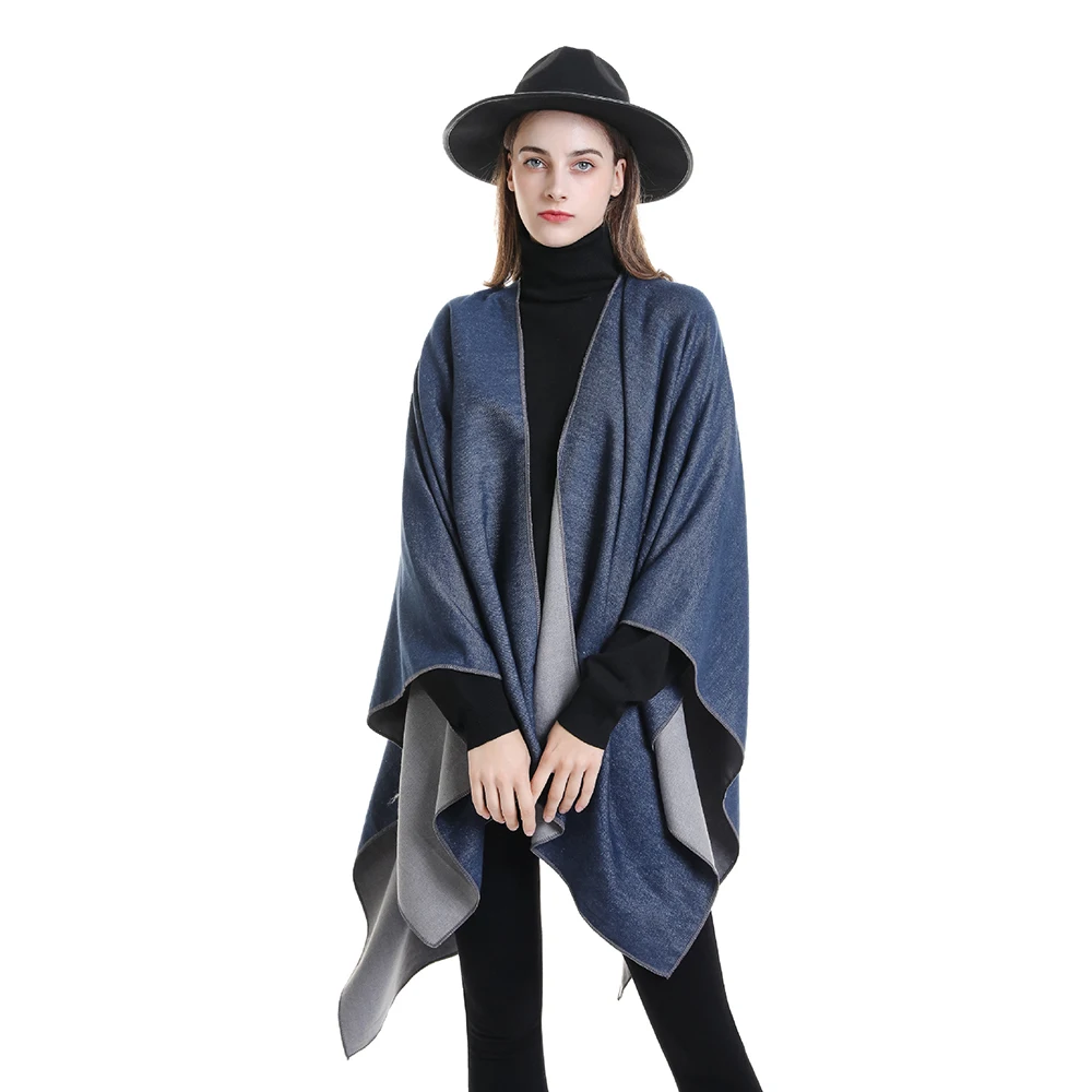 

Women Autumn Winter Solid Color Cashmere Warm Poncho Fashion Pashm Scarf Shawl Cape Coat Ladies Long Muffler Blanket 2022 New