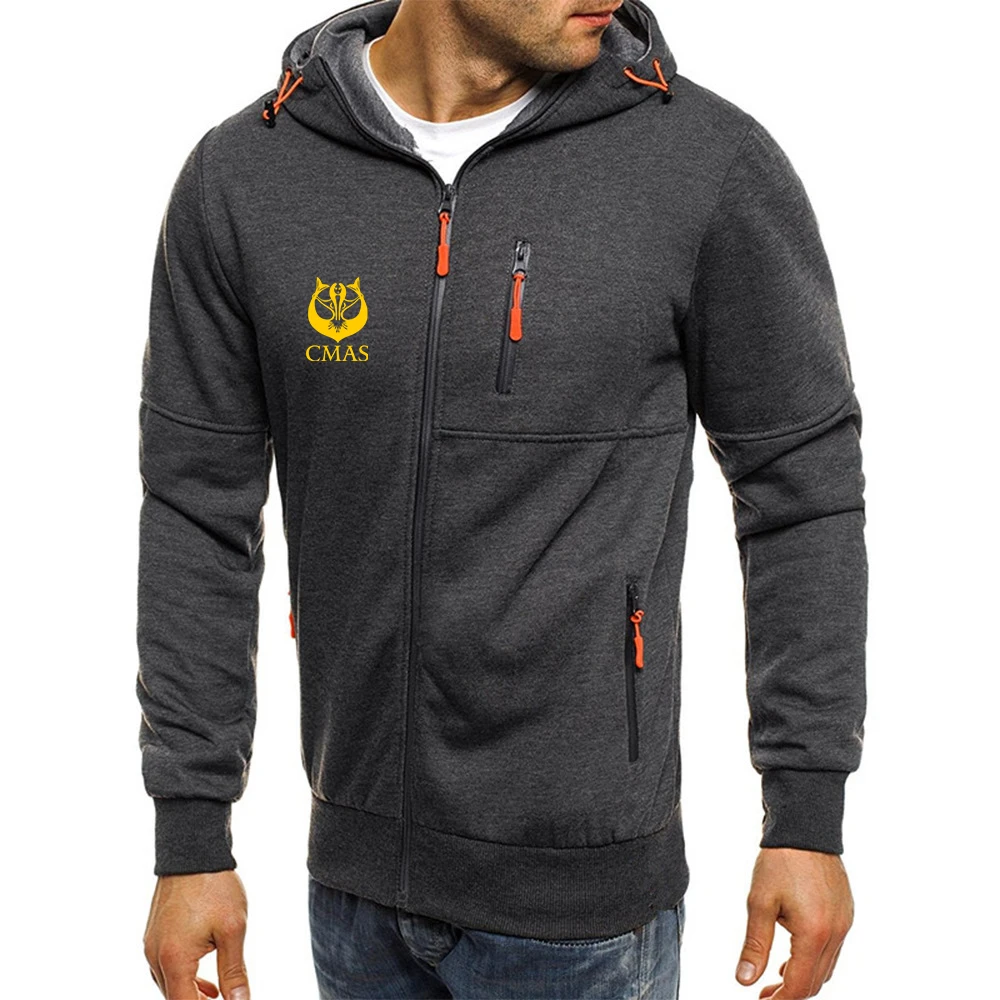Diving CMAS Spring and Autumn Men's Tri-color hooded jacket leisure zipper sweatshirt sportswear fashion jacket jacket jacket