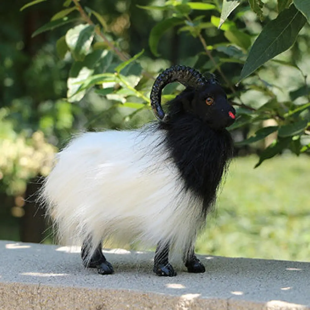 

Lifelike Cute Goat Statue Indoor Outdoor Garden Ornament Prop Model Figure Garden Supplies