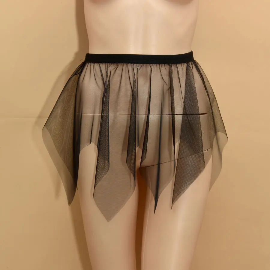 Women Transparent Mesh Skirt Ultra-thin Perspective Ultra-short Irregular One-Layer Gauze Half-Length Skirt Nightclub Clothes 4
