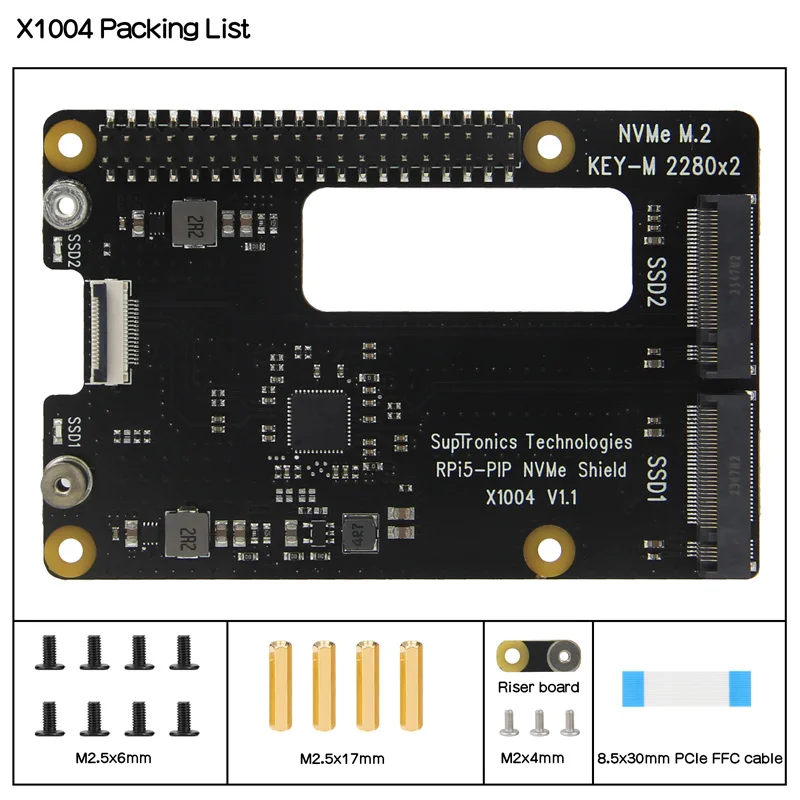 suitable-for-raspberry-pi-5-pcie-to-m2-nvme-dual-ssd-adapter-board-hat-pi5-double-2280-x1004-not-support-boot-from-nvme-ssd