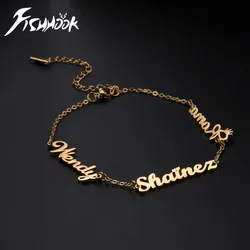 Fishhook Personalized Bracelet Custom Multi-name Name Family Bangle Gift For Women Man Kid Child Stainless Steel Jewelry