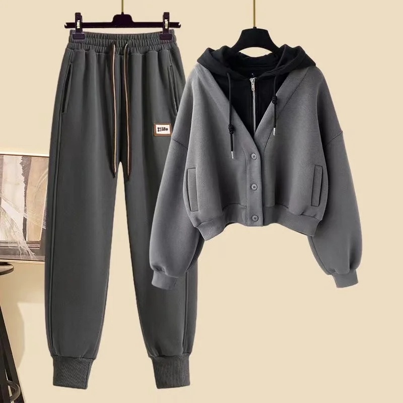

Женский зимний брючный костюм Y2K, свитер с капюшоном и спортивные брюки, комплект из двух предметов, женская верхняя одежда 2023, спортивный костюм, осенняя одежда
