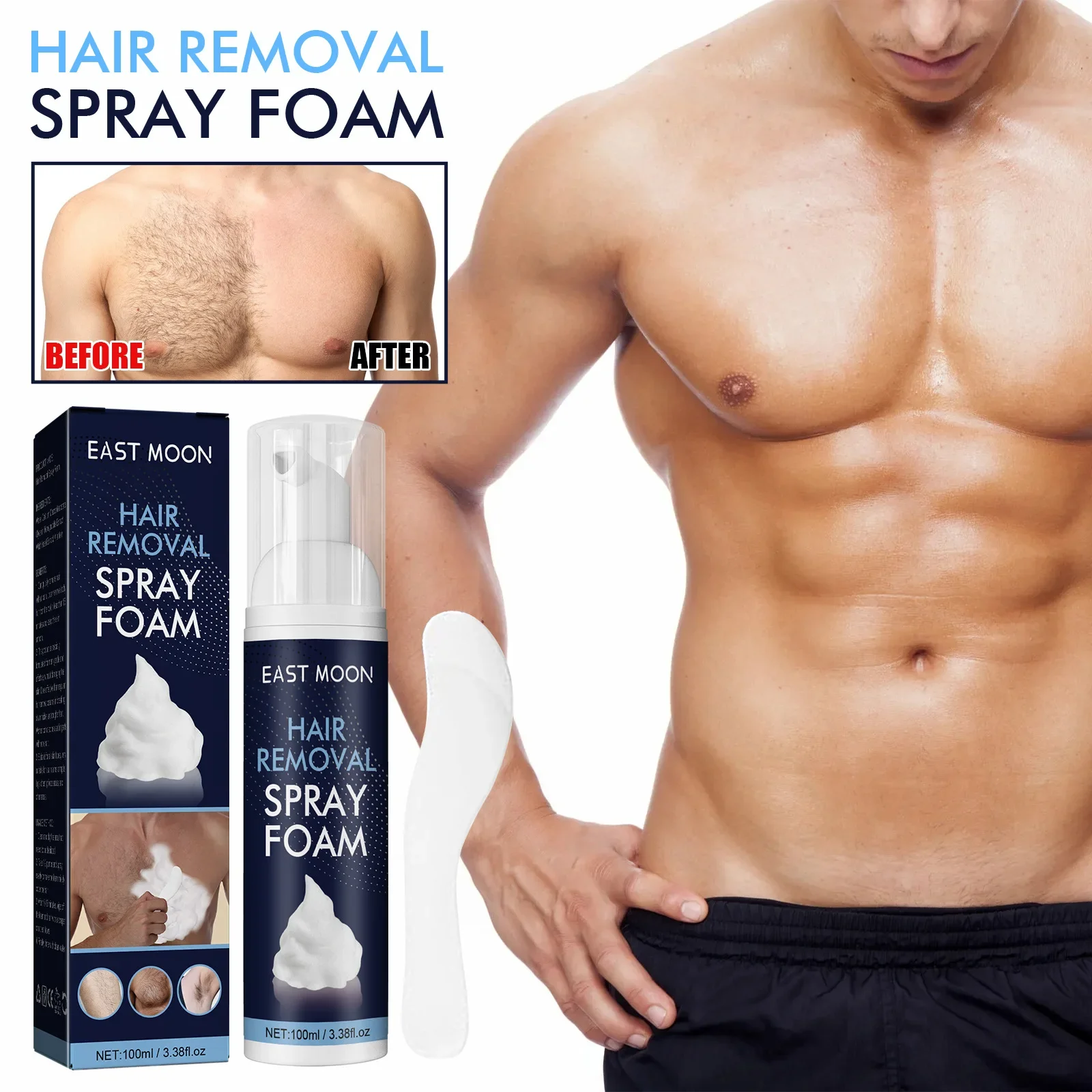 Hair Removal Spray for Men - Gentle and Effective, Perfect for Legs, Underarms, Chest Hair - Convenient Spray-On Formula 2