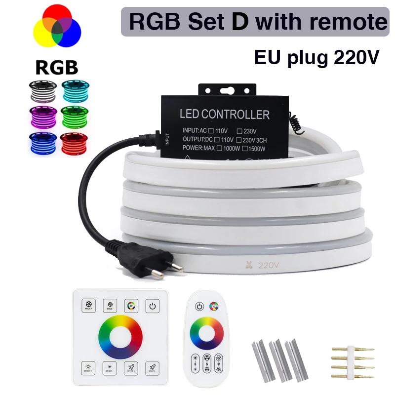 BAGZY RGB Ruban LED Néon, 2M Bande LED IP65 étanche 220V Dimmable Flexible  Tube Neon LED Lumineuses,par Bluetooth APP, Télécommande, Synchronisation  de Musique, pour Chambre,Bar,Intérieur/Extérieur : : Bricolage