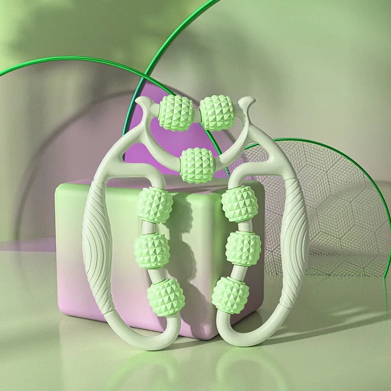 Nine-wheel leg clamp massager-Green