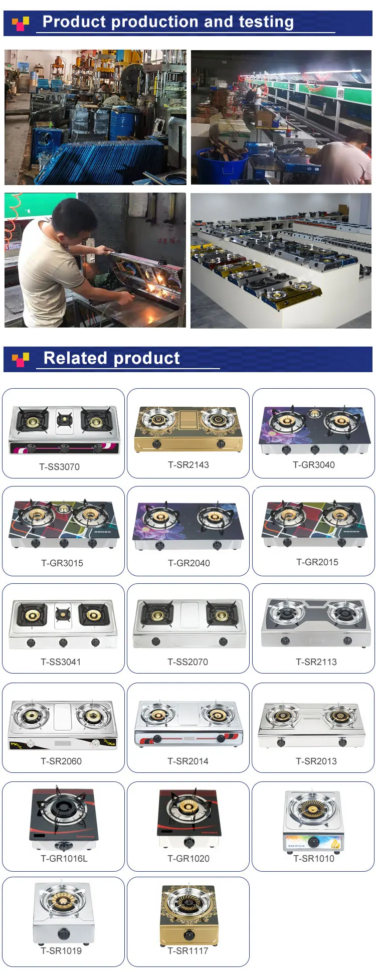 New Type Free Standing 150mm Heavy Duty Cast Iron Burner Double Burner Gas Cooktop Stainless Steel Auto Ignition Gas Stove 6