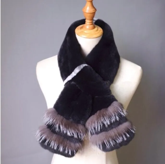 Mode Frauen Winter Echt Rex Kaninchen Pelz Schal Dame Warme Weiche Volle Plätzchen Pelz Wraps Hals Wärmer – Detail 12