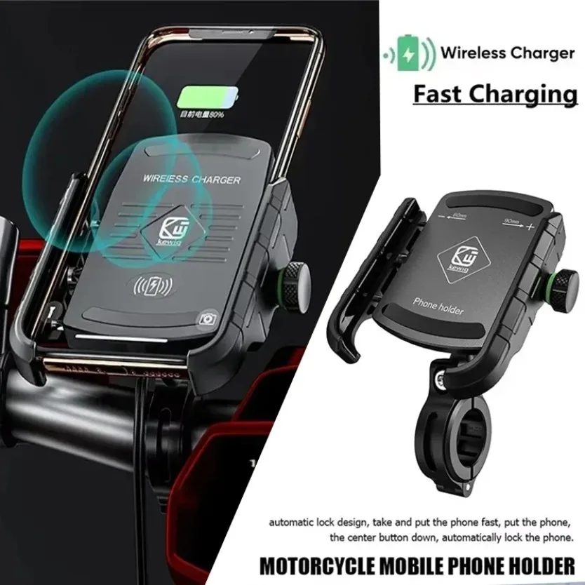 Motorcycle Phone Holder Quick USB Charger Fast Wireless Charging Moto Motorbike Mirror Stand Cellphone Handlebar Mount Support