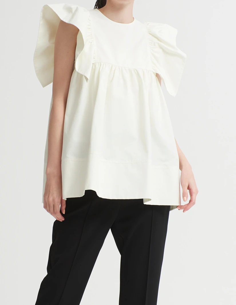 

Japanese 2023 Summer New Women Blouse Loose Flying Sleeve Sweet White Shirt Fashion Pleated Slim Mujer Blusa Women Tops