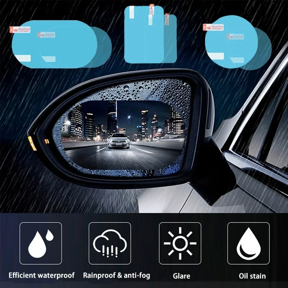 Car Rearview Mirror Protective Film Anti Fog Membrane Anti-Glare Waterproof Rainproof Car Sticker Clear Film