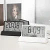 Transparent LED Large Screen Alarm Clock Temperature Date Week 12/24H Snooze Battery Desk Office School Home Decor Bedroom Kids 6