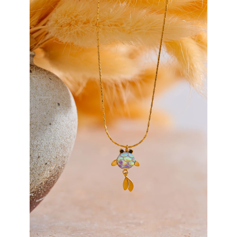 Yhpup Agile Goldfish Drop Necklace Stainless Steel