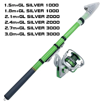 Portable Spincasting Fishing Rod Reel Set 1.5-3m Fishing Rod Metal