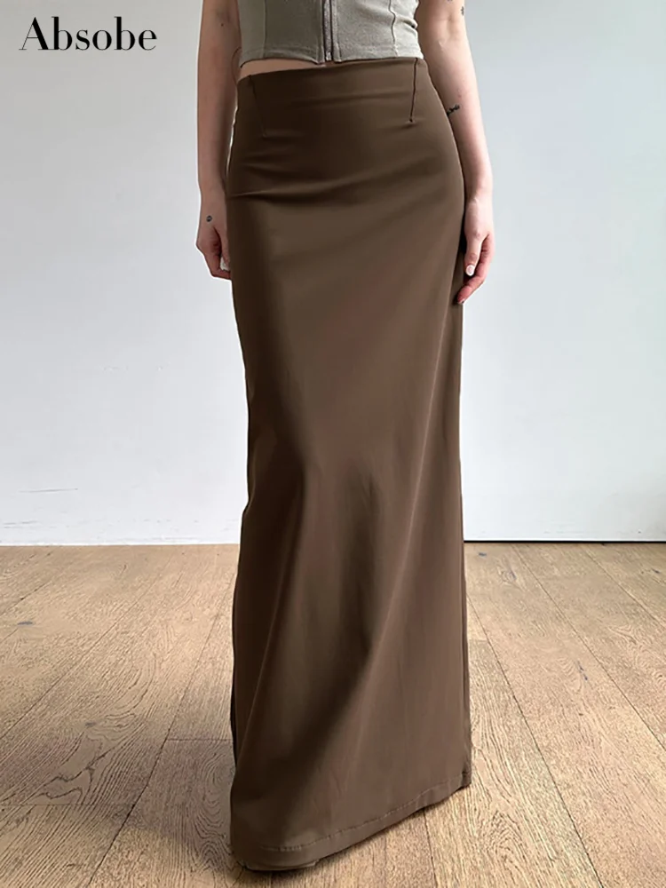 

Absobe Knitted Solid Color Wrap Maxi Skirt Women Back Slit High Waist Slim Office Lady Casual Half Length Skirt Hottie Outfit