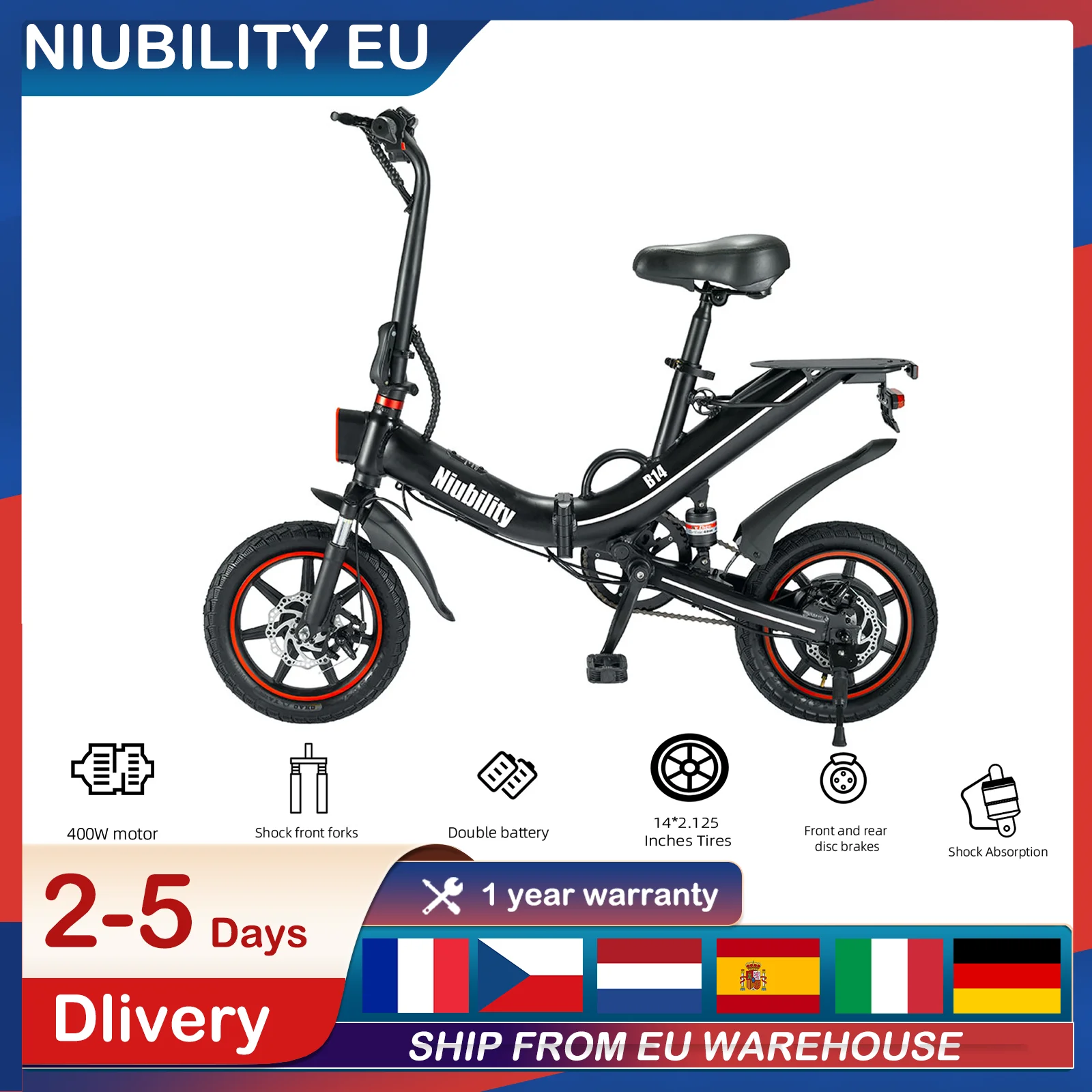 Chambre A Air Vu00e9lo U00c9lectrique NIUBILITY B14S 14