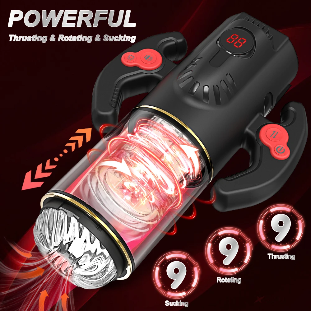 Automatische männliche Mastur bator Tasse für Männer 9 saugen stoßen rotierende Modi Vibrator Penis Oralsex Spielzeug Maschine Sext Toyes Männer 18 1