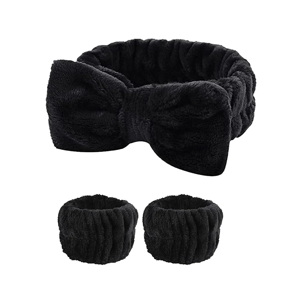 Luxurious Coral Fleece Face Wash Headbands & Absorbent Wristband Set