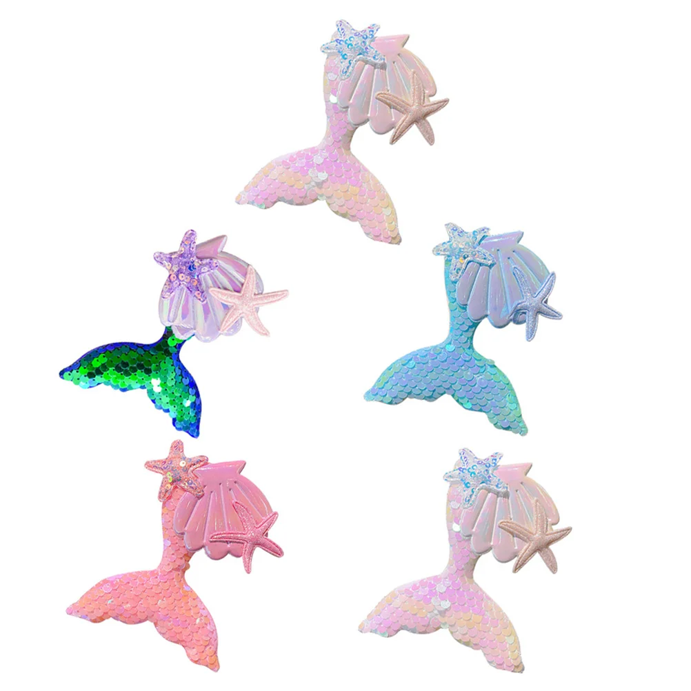 

5 Pcs Mermaid Hair Clip Glitter Accessories Girl Clips Gift Cotton Girls Barrettes Baby