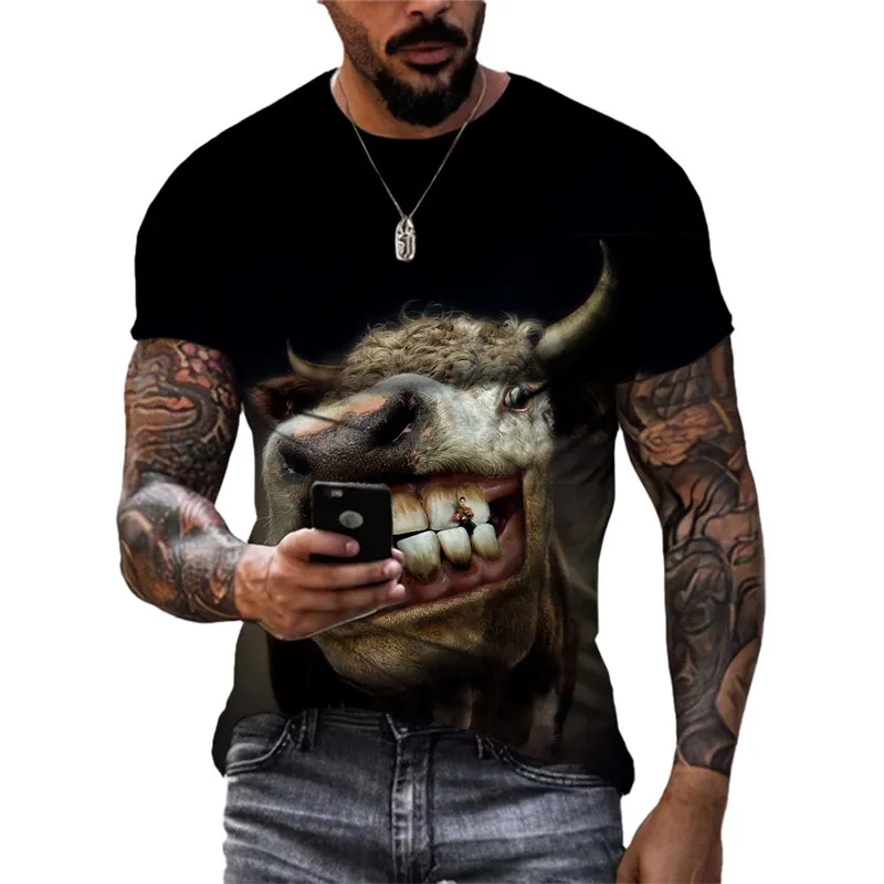 

Summer Hip Hop Funny Animal 3D Printed T-shirt Men's Casual Short Sleeve Personality Fashion Street Baggy O Neck Quality Top