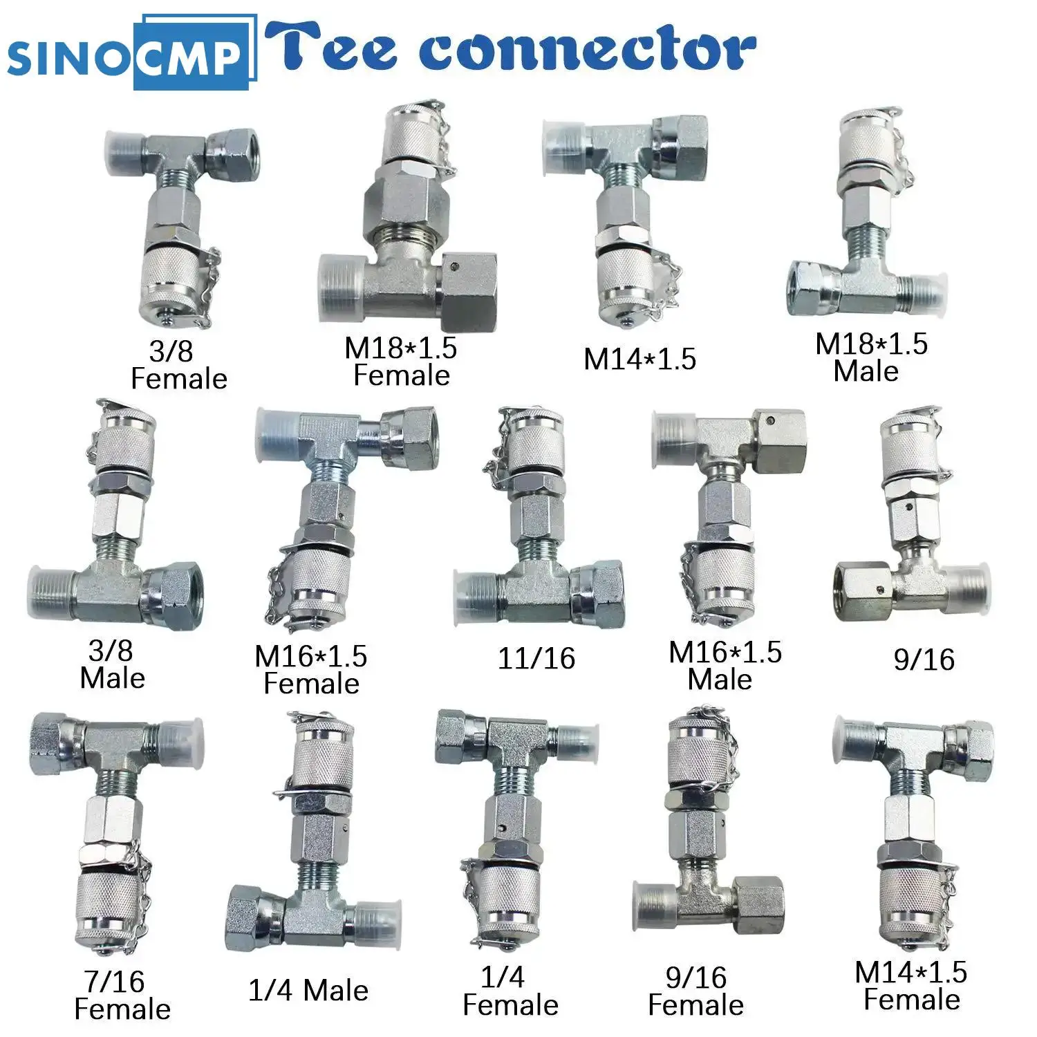 

14PCS Tee Fittings Adapter Connector Set For Hydraulic Pressure Gauge Test Diagnostic Tool Parts With 1 Year Warranty