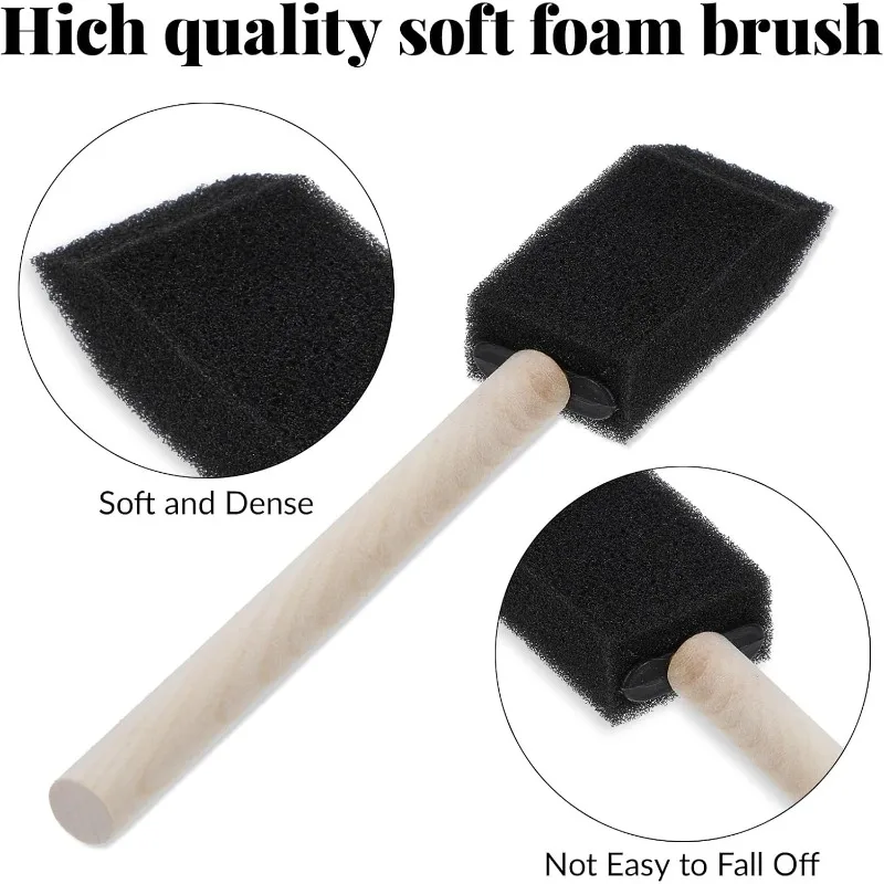 단일 나무 손잡이 검은 스폰지 페인트 브러시 유치원 어린이를위한 내구성있는 그림 도구 어린이 Diy 낙서 예술 창조