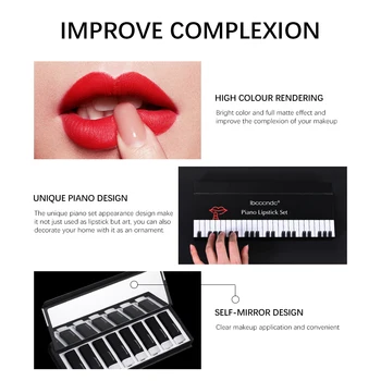 8Pcs/Set Velvet Matte Lipstick Set Long Lasting Waterproof Creative Piano Box Design Nude Red Batom Makeup Cosmetic Gifts 5