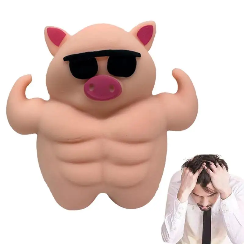 

Kids Cute Muscle Pig Squeeze Toy Novelty Creative Pink Pig Sand Filled Mochi Muscle Pig Stress Relief Vent Gift For Adult Friend