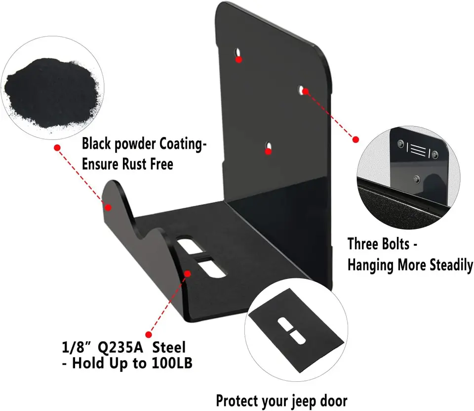 CKPEOR Storage Door Hangers,Aluminum Wall-Mounted Removable Door Storage Rack Holder For 1956-2023 Jeep Wrangler CJ YJ TJ LJ JK JKU JL JLU