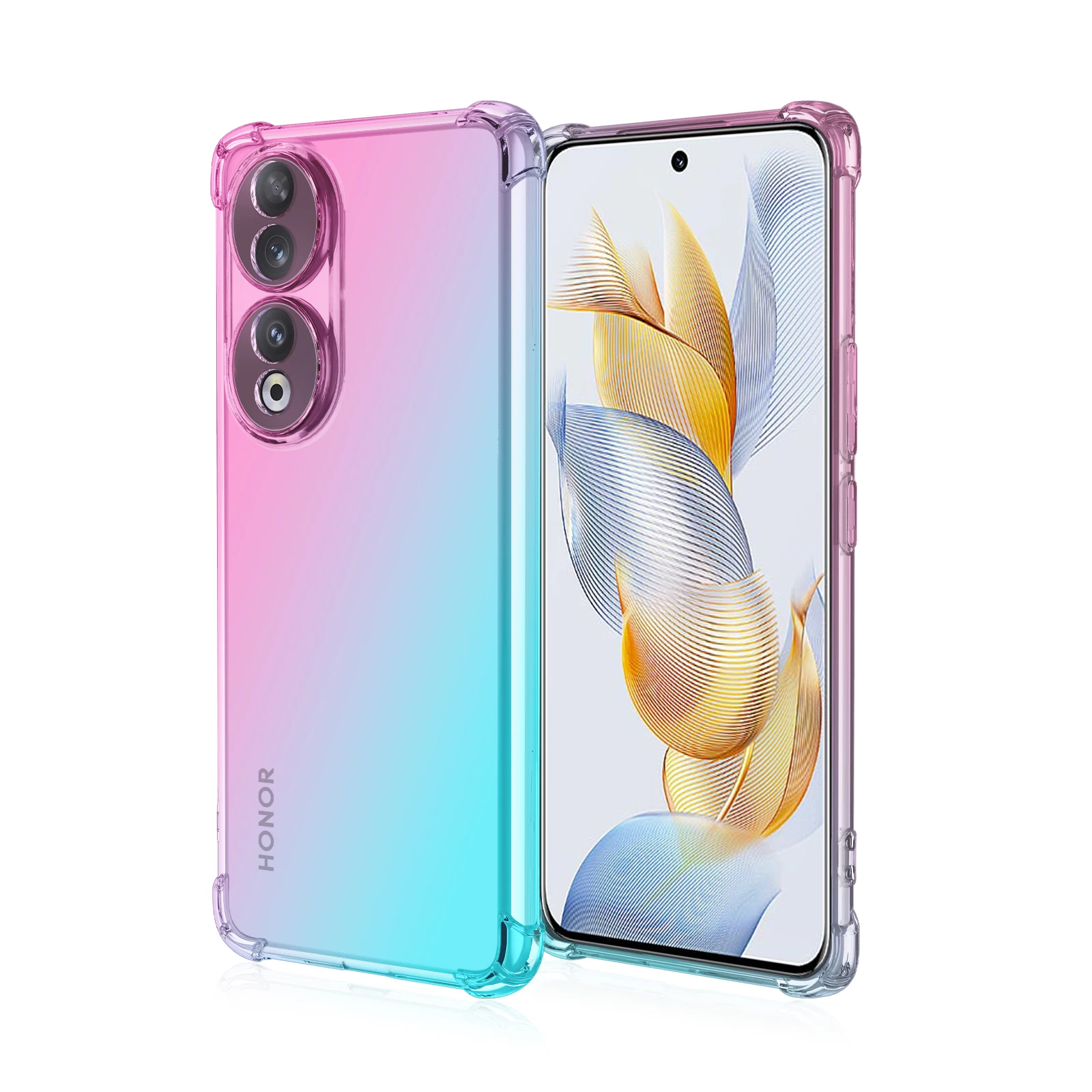 Rainbow Gradient Transparent Shockproof Silicone Case - Four Corner Protection