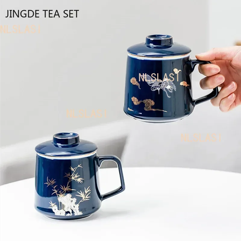Chinese Ceramic Filter Tea Maker Personal Special Tea Water Separation Cup High-end Office with Handle Tea Cup Household Tea Set