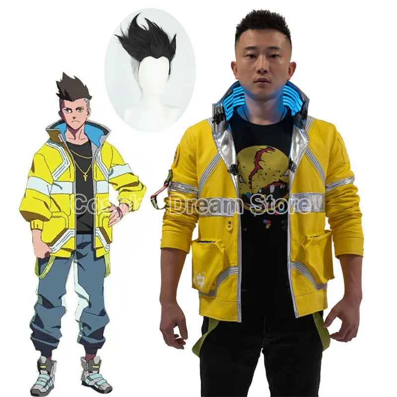 David Martinez Cosplay Costumes Yellow Luminous Coat Anime 