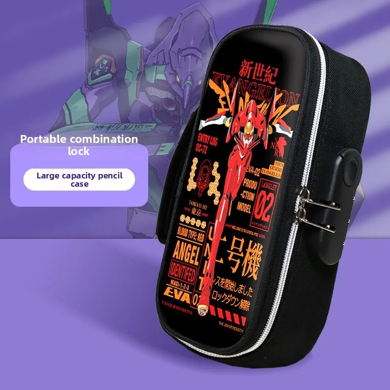 Evangelion Unit-01 Canvas Pencil Case - Cute Anime Character Stationery Pouch