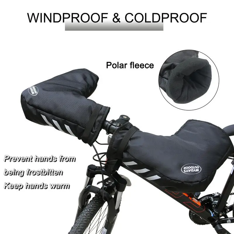Bicycle Handlebar Warmers Mittens Winter Cycling Motorcycle Reflective Handlebar Muffs Windproof Waterproof Bike Handlebar Cover 4