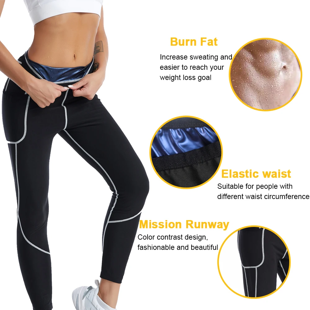 Velssut Sauna Pants for Women Sweat Slimming Trousers Weight Loss Leggings Ladies Fitness Panty Ladies Body Shaper Workout Sport