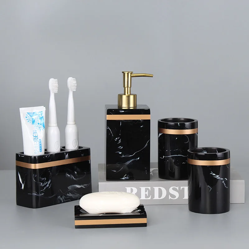 Toothbrush Holder Toothpaste Holder Bathroom set Accessories Portable Organizer Case Sanitary Wars Suite Marble Stripe Resin