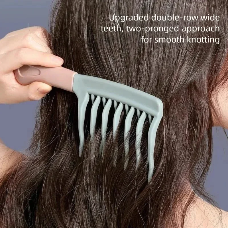 Curly Hair Comb Double Row Large Tooth Comb Unisex Wavy Tooth Wool Curly Hair Scalp Massage Comb Curly Hair Fluffy Styling Comb