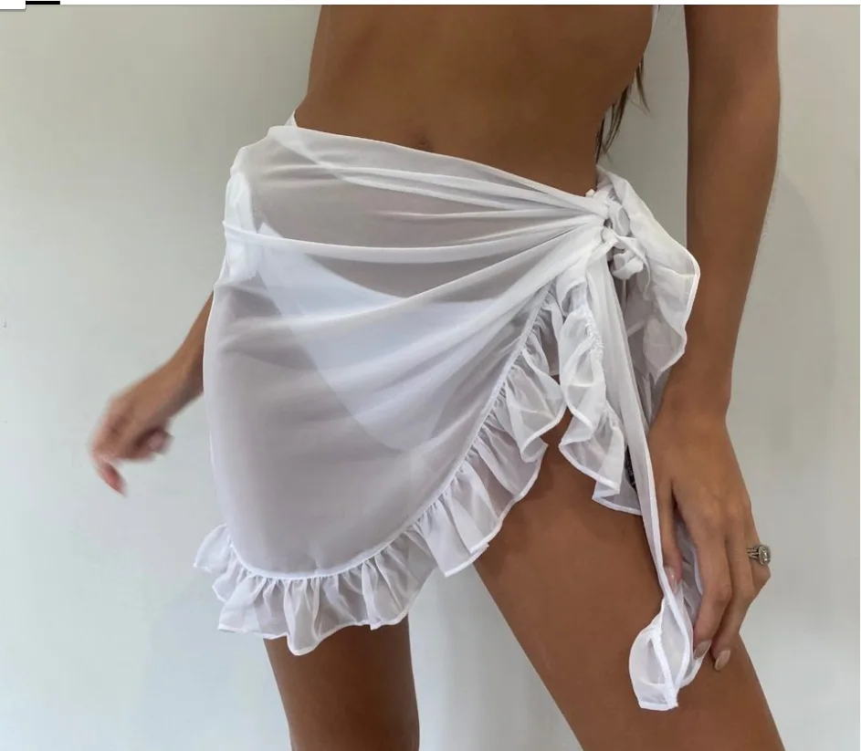 Paréo De Plage Femme AOWVUTS - Mousseline Légère Avec Franges, Taille Unique, Pour Bikini, Maillot, Plage, Piscine, Vacances (noir, Blanc, Rouge, Rose)