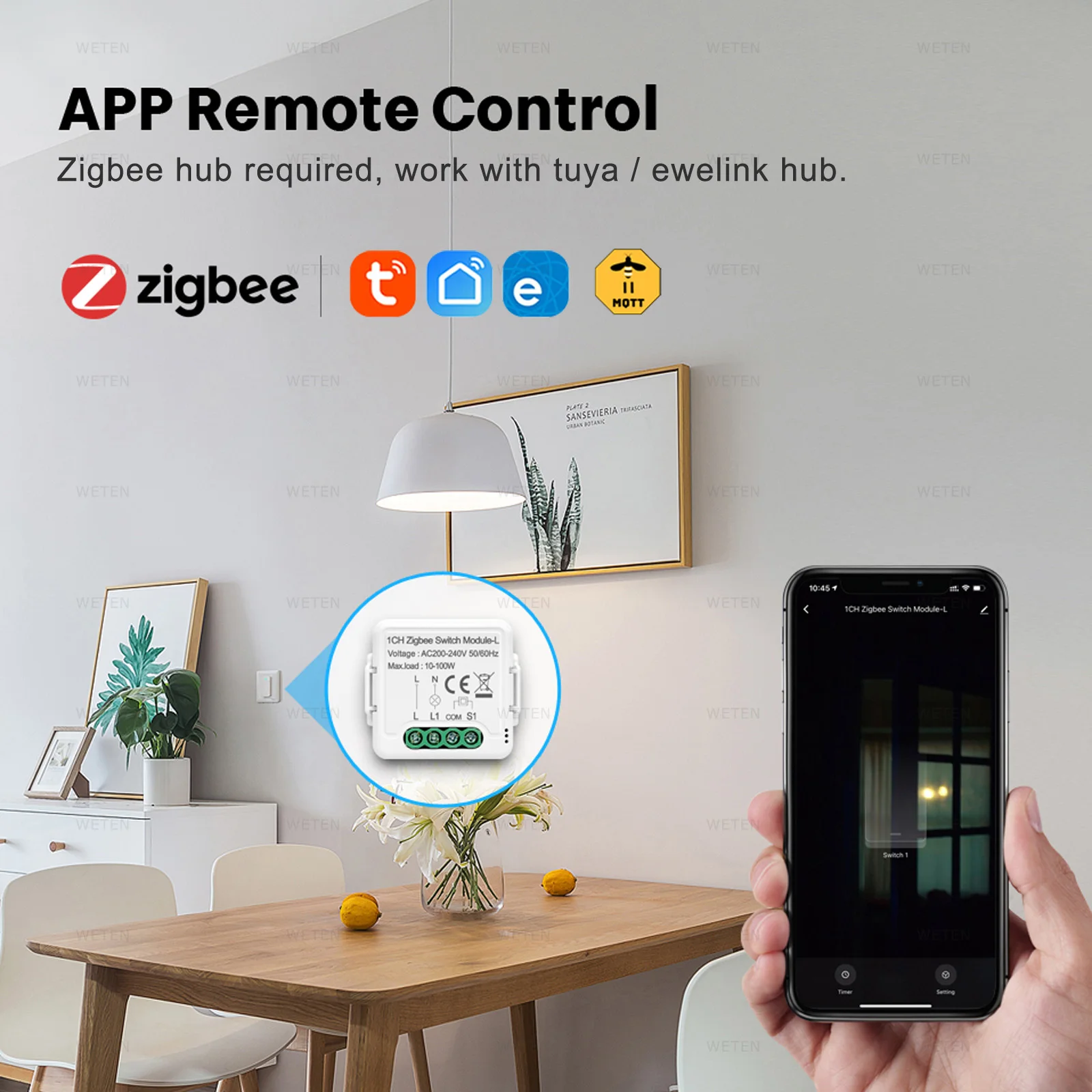No Neutral Tuya Zigbee 3.0 Smart Light Mini Switch Module 1 2 3 Gang, Support Home Assistant via Zigbee2mqtt Alexa Google Home