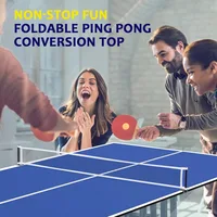 Ping Pong Table Top, 84" Mid-Size Foldable Ping Pong Table Topper for Pool Table, Indoor Outdoor Table Tennis Conversion Top w 2