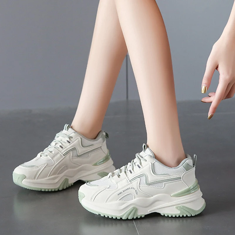 2025 Spring New Women's Shoes All Math Platform Sneakers Height Increase 6CM Thick Bottom Casual Shoes Sports Shoes Mesh Tennis 4