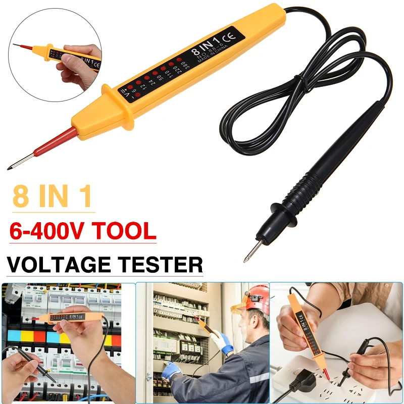 

8 IN 1 Car Test Pen 6-400V AC DC Professional Accurate Voltage Tester Automobile Diagnostic Repair Tools With LED Light