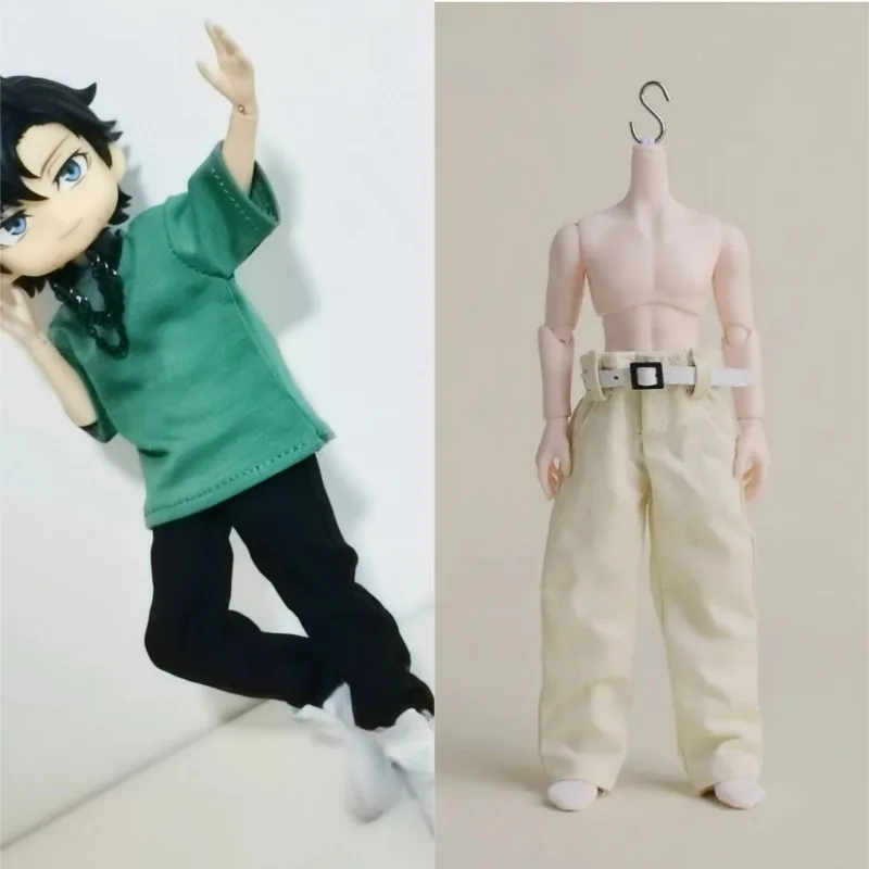 Gestricktes Langarmshirt im Maßstab 1:12, Skijacke, gerade geschnittene Freizeithose, Gürtel für 6 Zoll große BJD Asi 3.0 Spielfiguren