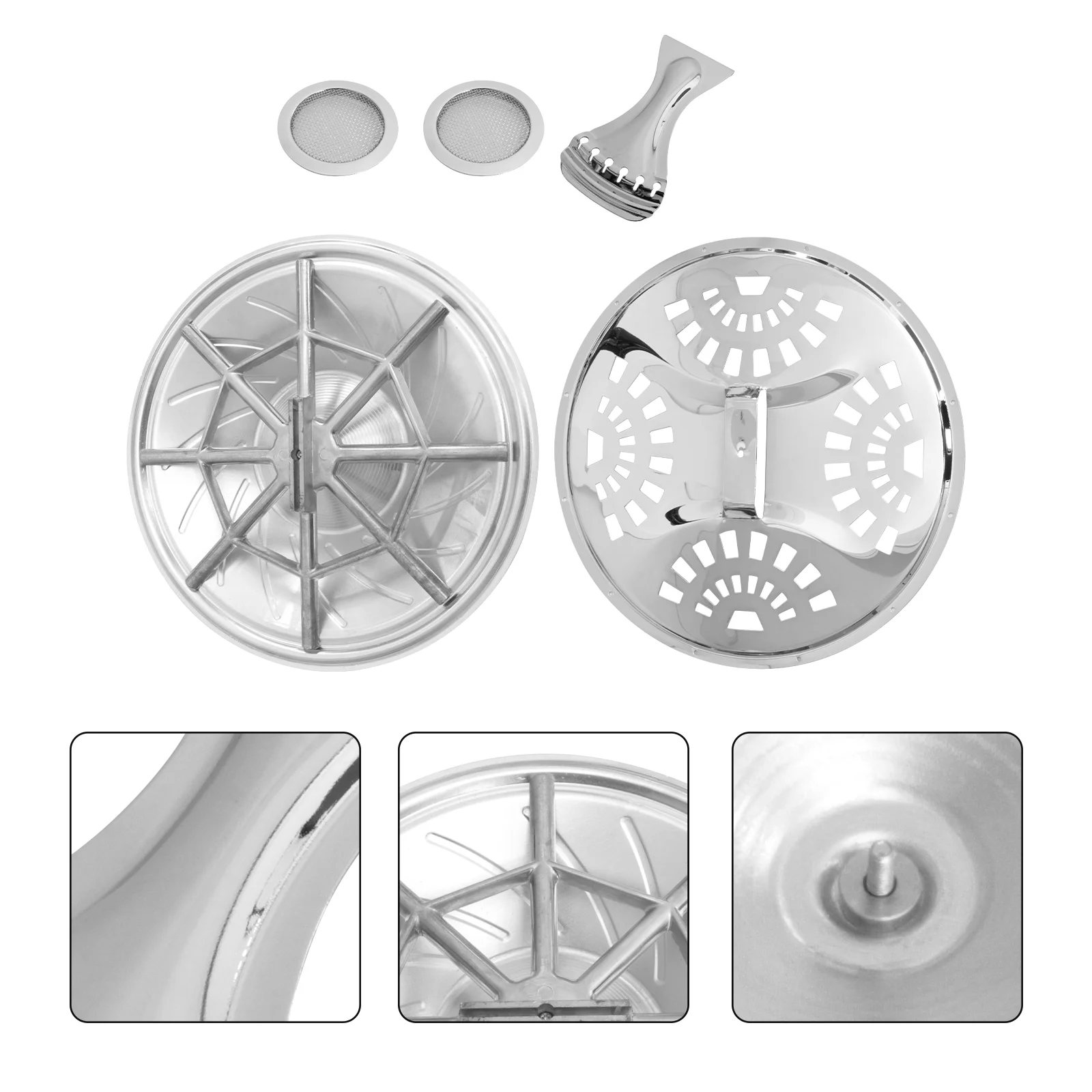 

1 Set Resonator Cones Soundhole Screens Tailpiece Bridge Saddle for Guitar Bass F11 (Silver)